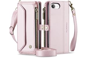 Caseme Compatible with iPhone 17E/16E Wallet Case,[RFID Blocking] Retro PU Leather Strap Wristlet Flip Case with Magnetic Clo