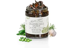 MAESTRO KITCHEN Mild Jalapeno Pepper Chile Crunch in Olive Oil, Garlic & Rosemary, Thai, Spice Seasoning, Mexican Salsa, Taco, Paste, Spread, Chili Crisp, Gluten Free Snacks, Vegan, 6oz