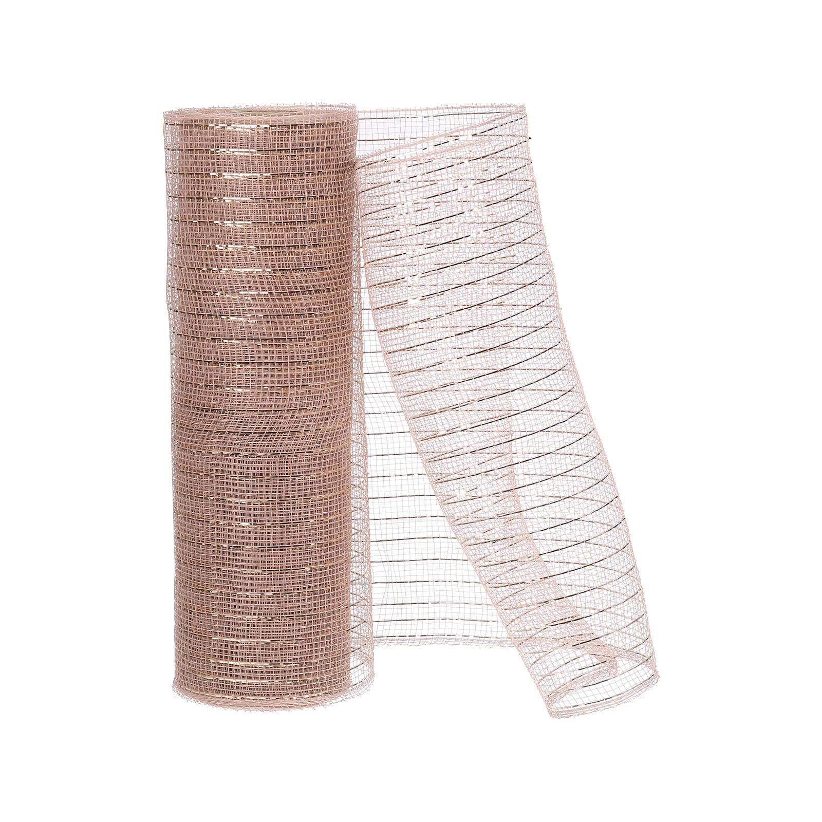 PATIKIL 1pcs Deco-Mesh, 10 Inch x 10 Yard Deco-Mesh Ribbon Roll Foil Metallic for Christmas Tree Wreaths Decoration,Brown Gold