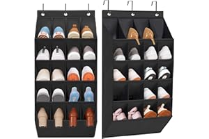 STORAGEIDEAS 2 Pack Shoe Organizer with 20 Large Pockets, Over the Door Sturdy Closet Storage Rack, Hanging Shoe Organizer for Shoes, Sneakers, Black