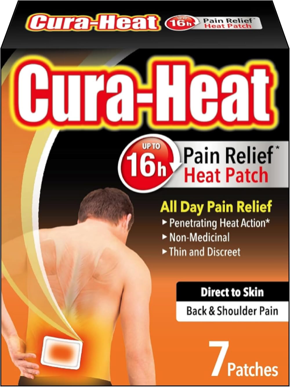 Cura-Heat Back & Shoulder Pain Direct to Skin Patches 7 Pack Brand Cura-heat