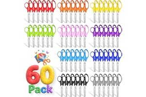 60 Pack Scissors Bulk - 5" Safety Blunt Tip, 10 Colors Comfort Grip Scissors for Classroom Office Home, Student Craft Paper C