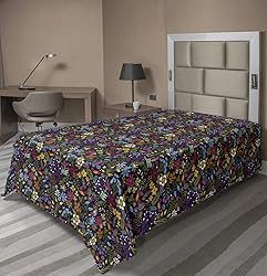 Ambesonne Colorful Flat Sheet, Feminine Floral