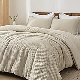 PHF Ultra Soft Waffle Weave Comforter Set King Size, 3 Pieces Lightweight Breathable Comfy Bedding Set, Comfy Textured 1 Comforter with 2 Pillow Shams, Linen