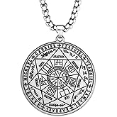HAQUIL Stainless Steel Seal of The Seven Archangels Medallion Pendant Necklace, Box Chain, Jewelry Gift for Men and Women