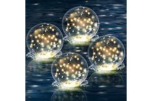 numiko Solar Floating Pool Lights, 14" Inflatable Warm White LED Pool Lights That Float, Waterproof Pool Light Balls, Pool Accessories for Swimming Pools Yard Patio Party Outdoor Decor - 4 Pack