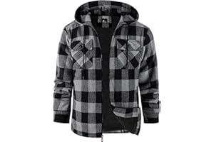 ZITY Men's Winter Jackets Flannel Jacket Lumberjack Sherpa Lined Plaid Shirt Full Zip Thick Fleece Outwear Warm Cozy Hoodies