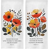 GCFET Inspirational Christian Kitchen Towels 16x24 Inch Set of 2, Christian Gifts for Women, Christian Bible Verse Dish Towels for Kitchen, California Poppy Decorative Hand Towels for Bathroom Kitchen