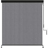 Amagenix Premium Outdoor Roller Shades 8'(W) x 8'(H), Exterior Cordless Patio Shades Roll up Outdoor Blinds for Porch Gazebo, Crank Operated with Aluminum Protective Valance, Gray