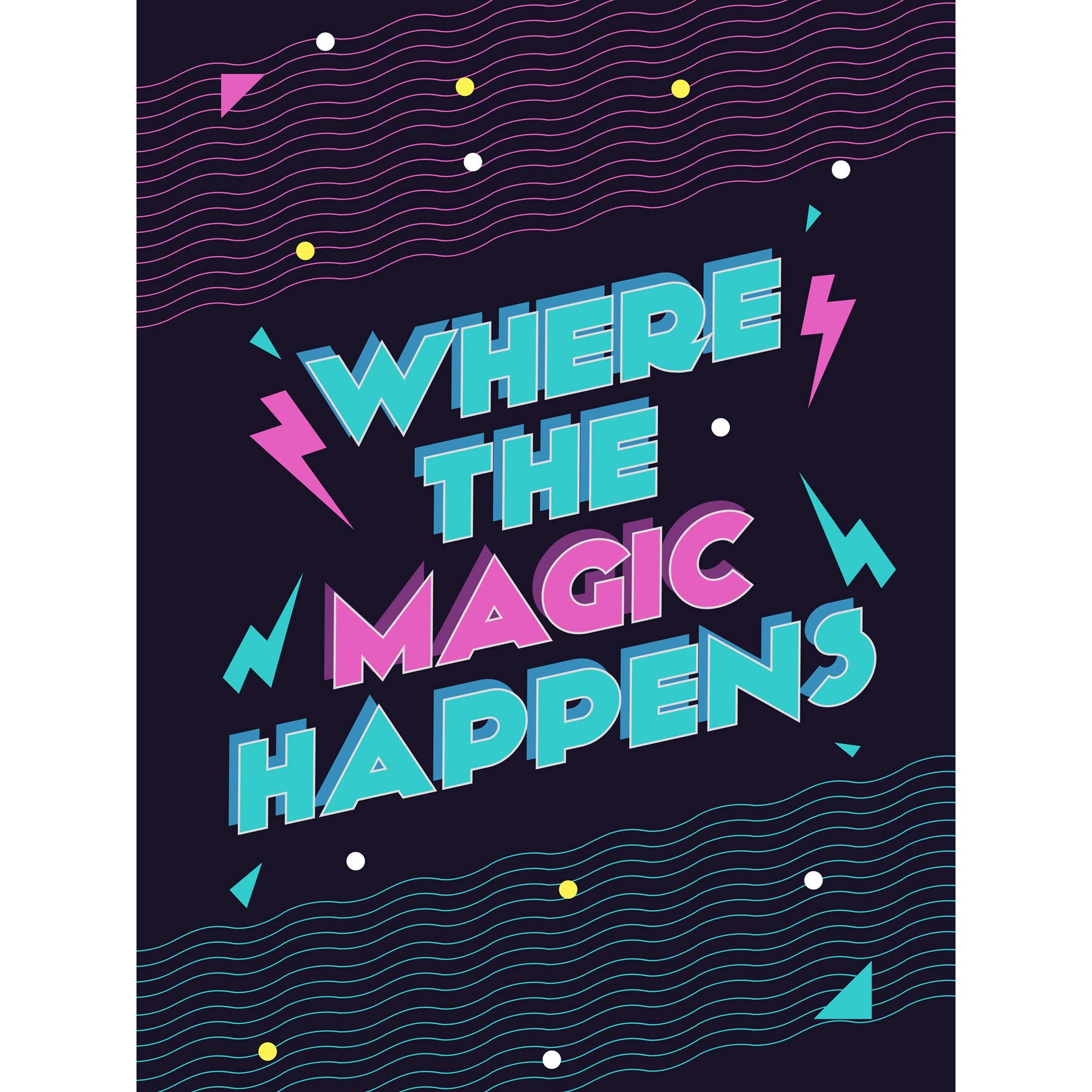 Wee Blue Coo Disco Kitchen Magic Happens Large Wall Art Print Canvas Premium Poster