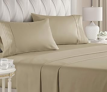 Amazon Com King Size Sheet Set 4 Piece Hotel Luxury Bed Sheets Extra Soft Deep Pockets Easy Fit Breathable Cooling Sheets Wrinkle Free Comfy