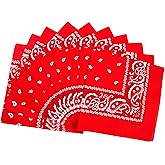 FANNI YOUPIN 100% Cotton Bandanas/ Fashion Scarf for Men & Women Paisley printed Large 10pcs (Red)