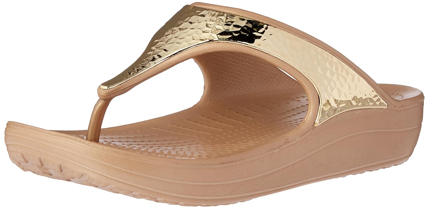 crocs sloane embellished women flip in gold