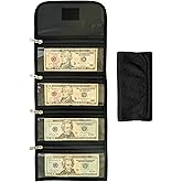 Money Organizer for Cash with 4 Zippered Pockets - Cash Wallet - Foreign Currency Organizer - Passport Storage Holder - Organizador de Dinero - Money Bag for Bills and Coins - Black