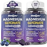 Magnesium Glycinate Gummies 500mg for Adults Kids Teens - Sugar Free Magnesium Calm Sleep Aid Gummies with L-Theanine, B6, Zi