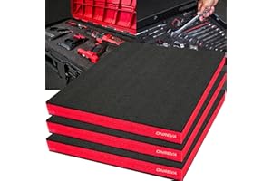 ONREVA Tool Box Foam, 3Pack 16x12x2 inch, Foam Inserts for Cases, Polyethylene Storage Sheets for Toolbox Hard Case, Tool Shadow Insert, Kaizen Organizer Sheet