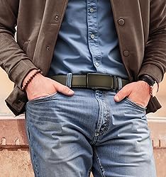 KEMISANT Men Belt 2 Pack, Leather Ratchet Belt Easy