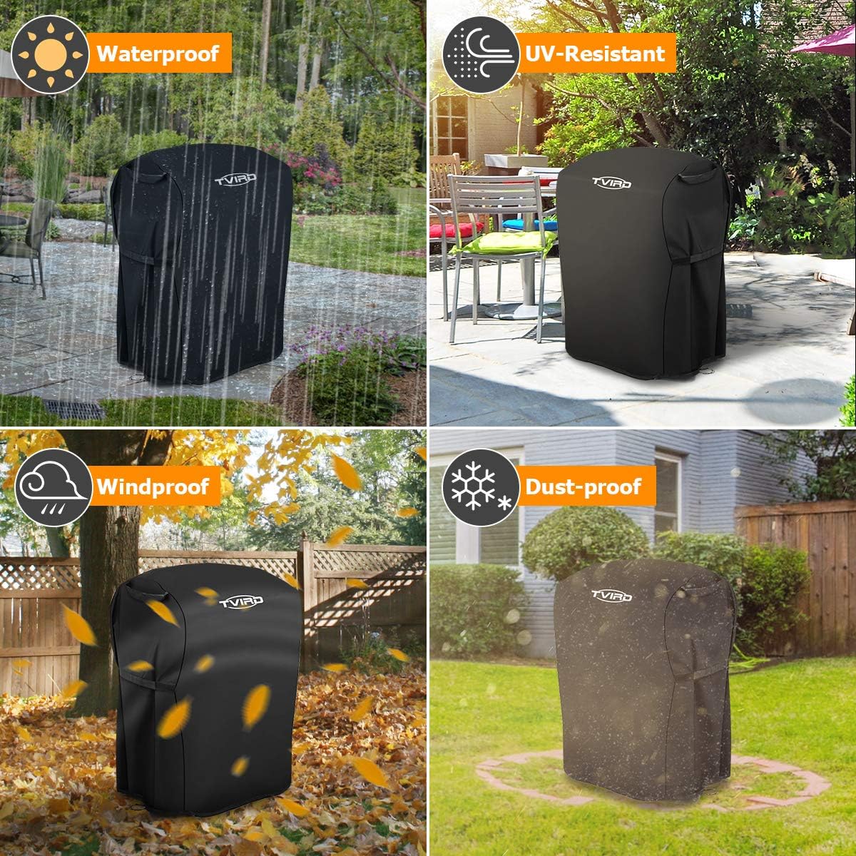 Tvird BBQ Grill Cover 30-inch Waterproof Heavy Duty Gas Grill Covers Fits for Barbeque Grill of Weber, Brinkmann, Char Broil, Holland and More | Rip-Proof and Anti-UV | Oxford Fabric BBQ Cover : Garden & Outdoor