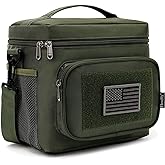 FlowFly Tactical Lunch Bag Large Insulated Lunch Box Cooler Tote for Men, Women with MOLLE/PALS Webbing (Army#Green, Medium)