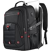Extra Large Travel Backpack With 52L Capacity, Long-Term Durability TSA Backpack, Anti-Theft 17.3" Big Business Laptop Backpack for Men&Women, Water Resistant College Rucksack Bag with USB Port, Black