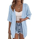 PRETTYGARDEN Women's Lightweight Summer Cardigans 2026 Short Sleeve Knit Crochet Coverups Spring Boho Beach Vacation Clothes