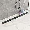 Neodrain Shiny Black 36 Linear Shower Drain, Linear Drain with 2-in-1 Flat & Tile Insert Cover, Rectangle Shower Floor Drain, Adjustable Leveling Feet, Hair Strainer, CUPC Certified(Glitter Black)