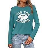 LAZYCHILD Game Day Shirts Women: Football Graphic Shirts Gameday Football Season Shirt Team Fan Long Sleeve Tops