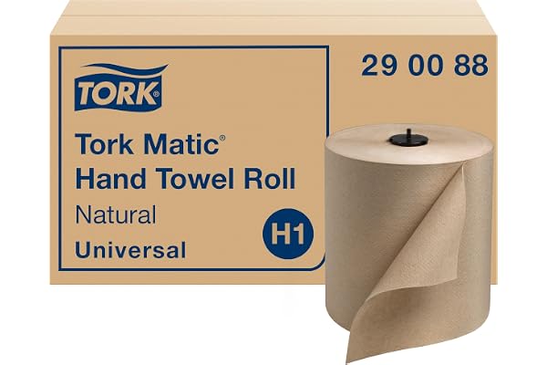 Tork Matic Paper Hand Towel Roll Natural H1, 6 Rolls x 700 ft, 290088 | Compatible with H1 Dispensers, 1-Ply, Universal, 100%