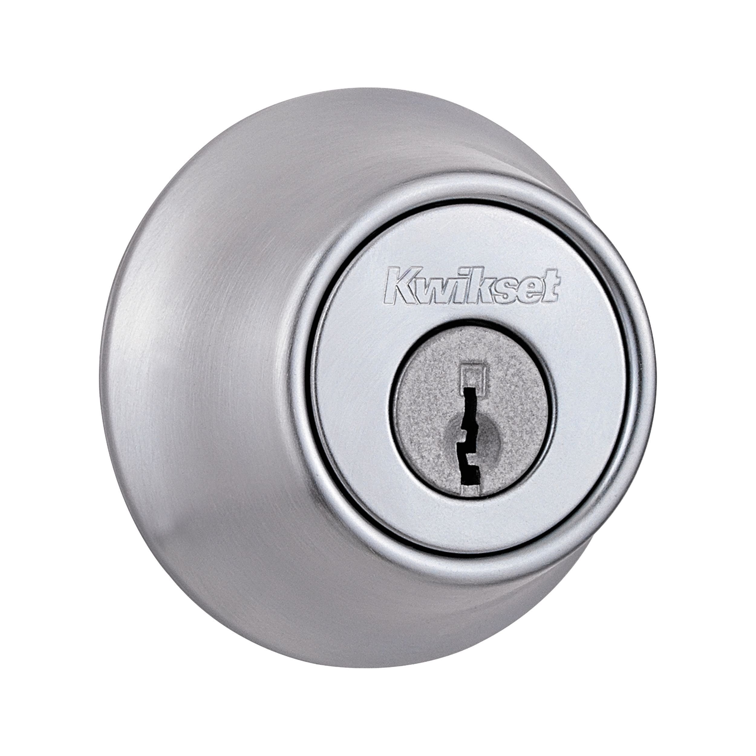 Kwikset 660 Deadbolt Deadbolt Lock, Satin Chrome Round Exterior Keyed Front Entry Door, Single Cylinder Dead Bolt