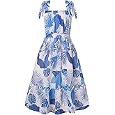 GRACE KARIN Girls Floral Chiffon Dress Summer Hawaiian Beach Vacation Party Wedding Birthday Sleeveless A-Line 7-14Y