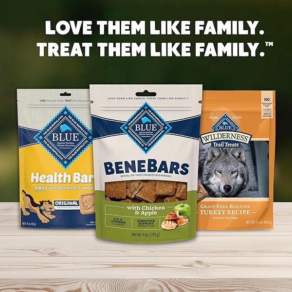 BLUE BUFFALO BENEBARS DIGESTIVE SUPPORT DOG TREATS WITH PREBIOTIC FIBER, MADE WITH NATURAL INGREDIENTS, USA CHICKEN & APPLE, 9-OZ BAG