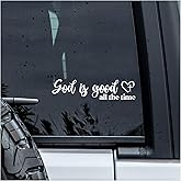 MYMKO God is Good All the Time Decal, God Lover Car Window Decals, 6 Inches UV DTF Tranfer Car Stickers, Weatherproof Car Truck Window Bumper Sticker, Cross Heart Car Stickers and Decals for Christian