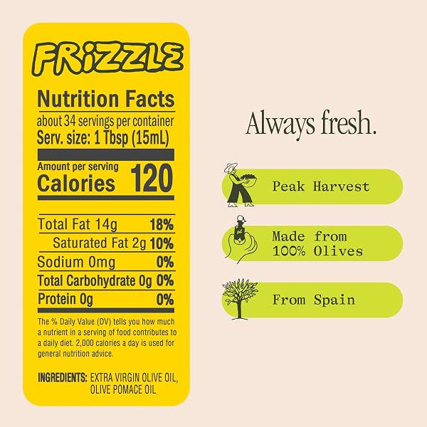 GRAZA FRIZZLE HIGH HEAT COOKING OIL – COOKING OIL WITH A HIGH SMOKE POINT & NEUTRAL FLAVOR IN A SQUEEZE BOTTLE FOR FRYING, BAKING & GRILLING – OIL MADE FROM 100% OLIVES – 25.3 FL OZ (750ML)