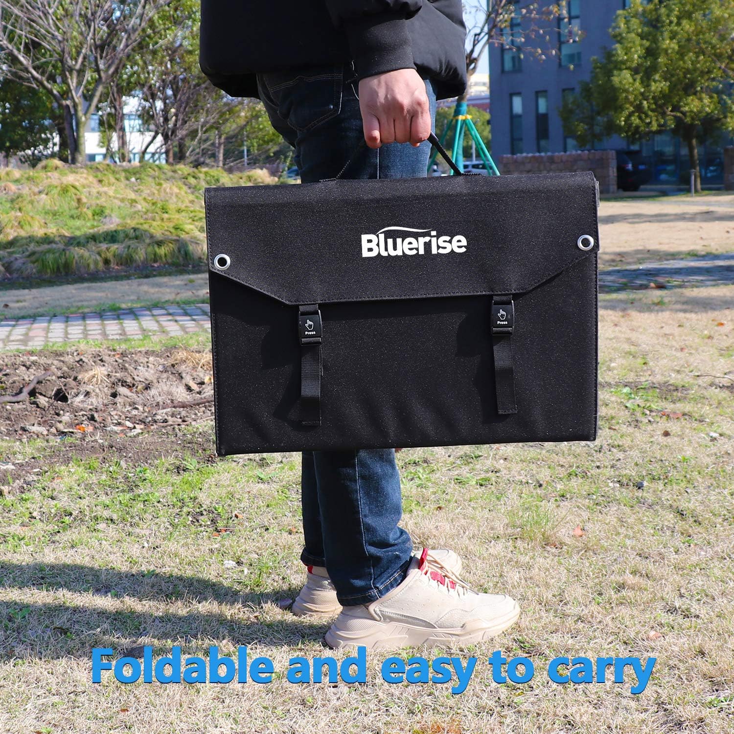 BLUERISE 100W Portable Foldable Solar Panel High Efficiency Flexible Solar Charger for Power Station Generator Phones with 5V 2 USB 1Type-C and 18V DC Ports for Outdoor Travel Camping Home : Garden & Outdoor