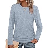 SAMPEEL Womens Sweaters Long Sleeve Shirts Fall Fashion 2025 Trendy Tops Ruched Outfits Winter Clothing