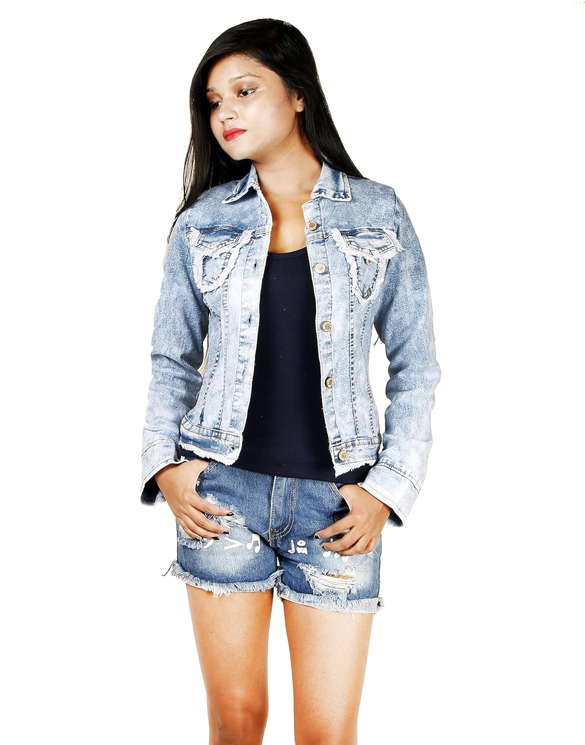 designer jean jacket with patches