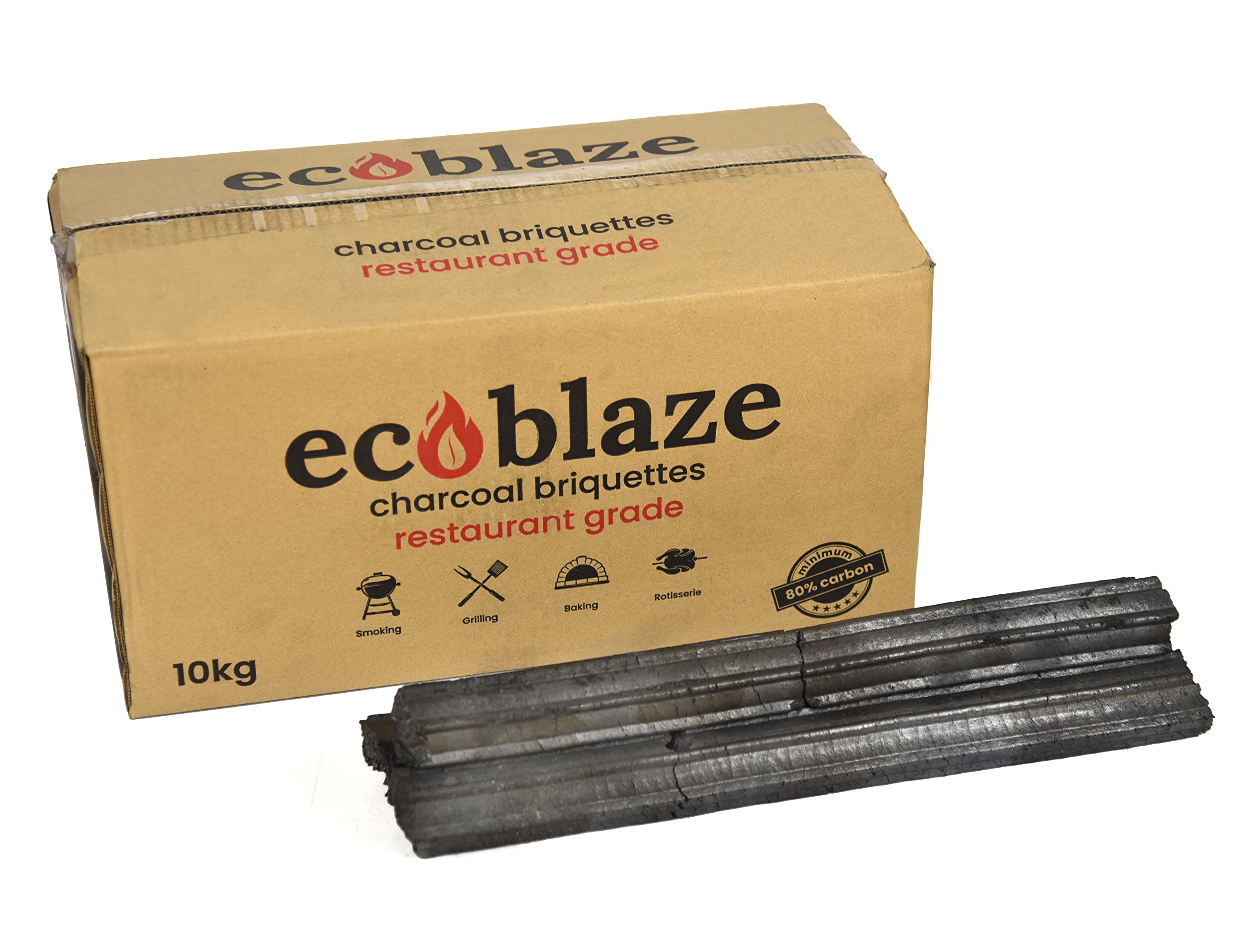 Ecoblaze Charcoal Briquettes - Ultimate BBQ and Grilling Charcoal Briquette - Restaurant Grade (Charcoal Briquettes, 10kg)
