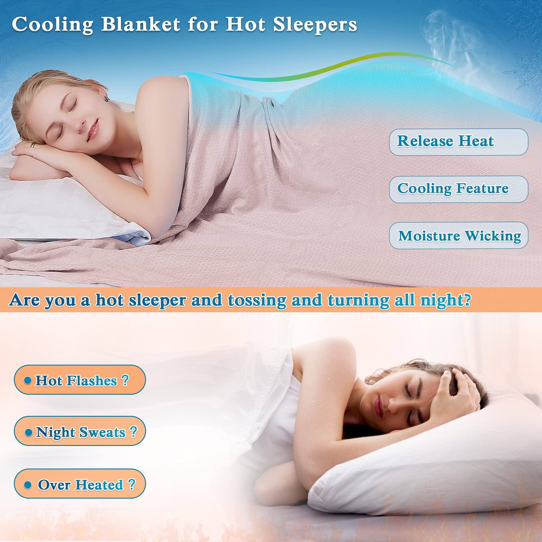 KPBLIS Cooling Thin Bamboo Blankets for Hot Sleepers, Extra Cool Throw