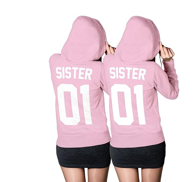 Sister Sister Hoodie Set - Best Friends Freundin Pullover Light-Pink - XS-XXL