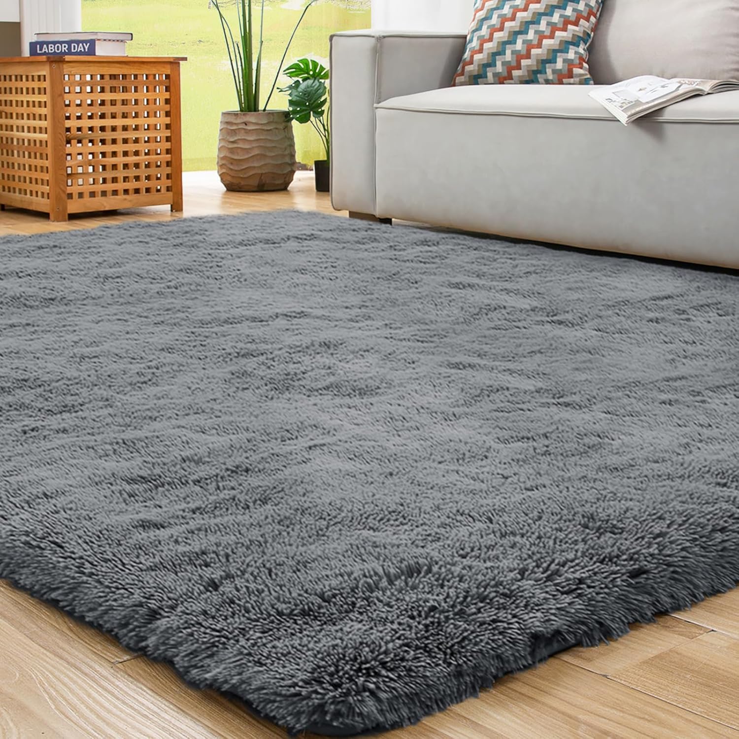 Rugs, Pads & Protectors - ROCYJULIN Area Rug for Living Room, Area Rugs 8x10 Fluffy Rugs for Bedroom, Non Slip Carpet for Dorm Room, Shag Rug for Playroom, Fuzzy Rug for Kids Room, Large Dark Grey Gray Rug