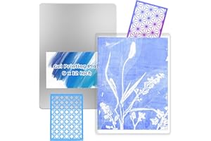 gocreate 9 x 12 Large Gel Plate Tin Box Storage Gel Printing Plate with Stencils Printmaking Supplies for Monoprints, Arts and Mix Media