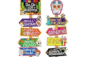 Dianelhall 20 Pieces Day of The Dead Porch Decoration Sign Dia De Los Muertos Halloween Sugar Skull Door Garden Welcome Signs Paper Cutouts Cardboard for Theme Party Indoor Outdoor Supplies