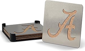 YouTheFan NCAA Boasters, 4-Piece Stainless Steel Laser-Cut Team Coaster Set