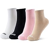 Kamo Fitness Daily 4-Pack – Women's Ankle Socks, Athletic Half Crew, Cotton Mid-Calf, Cushioned Sole, Seamless Toe, Size 5-9