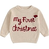 Newborn Baby Girl Boy Christmas Knit Sweater My First Christmas Tree Embroidery Winter Sweatshirt Outfit Fall Clothes