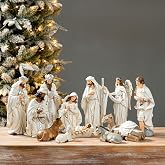 Glitzhome 12Pcs Ivory Resin Nativity Figurines Set Christmas Nativity Sets Tabletop Scenes Ornaments Xmas Nativity Collectible Figurines Indoor Decor Miniatures Statues Figures10.00" x 26.00"