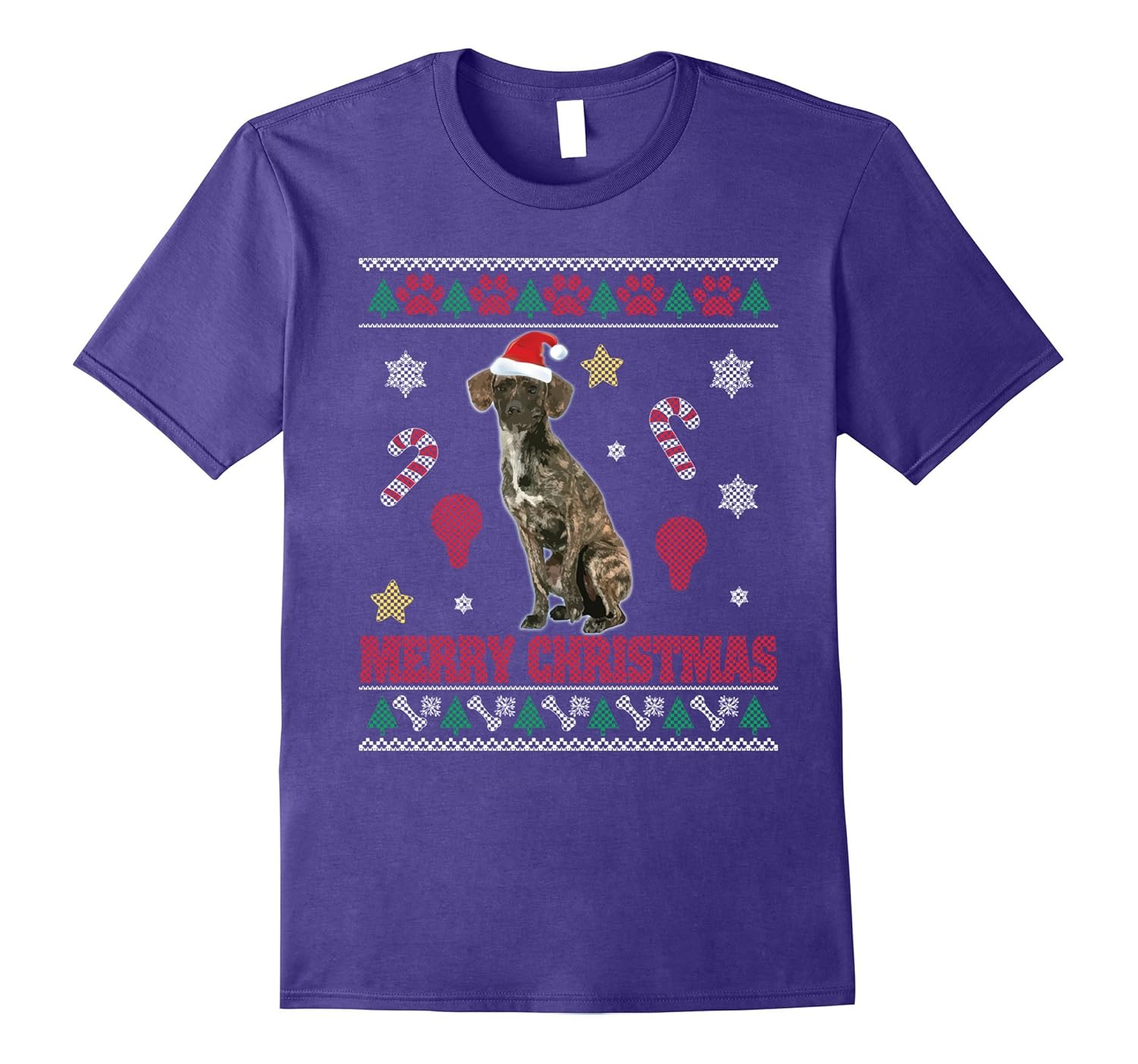 Treeing Tennessee Brindle Dog Merry Christmas T-Shirt Ugly-ANZ