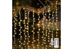 suddus Curtain Lights for Bedroom, 200 Led Hanging String Light Outdoor, Fairy Curtain Lights Indoor for Christmas, Dorm, Wall, Backdrop, Window, Wedding, Party, Birthday Decor, Warm White