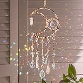 Handmade Sun Catcher Rainbow Maker with Moon Shape Natural Color Stones and Various Crystal Shapes Unique Crystal Decoration for Home or as a Gift Stunning Light Refraction and Colorful Display
