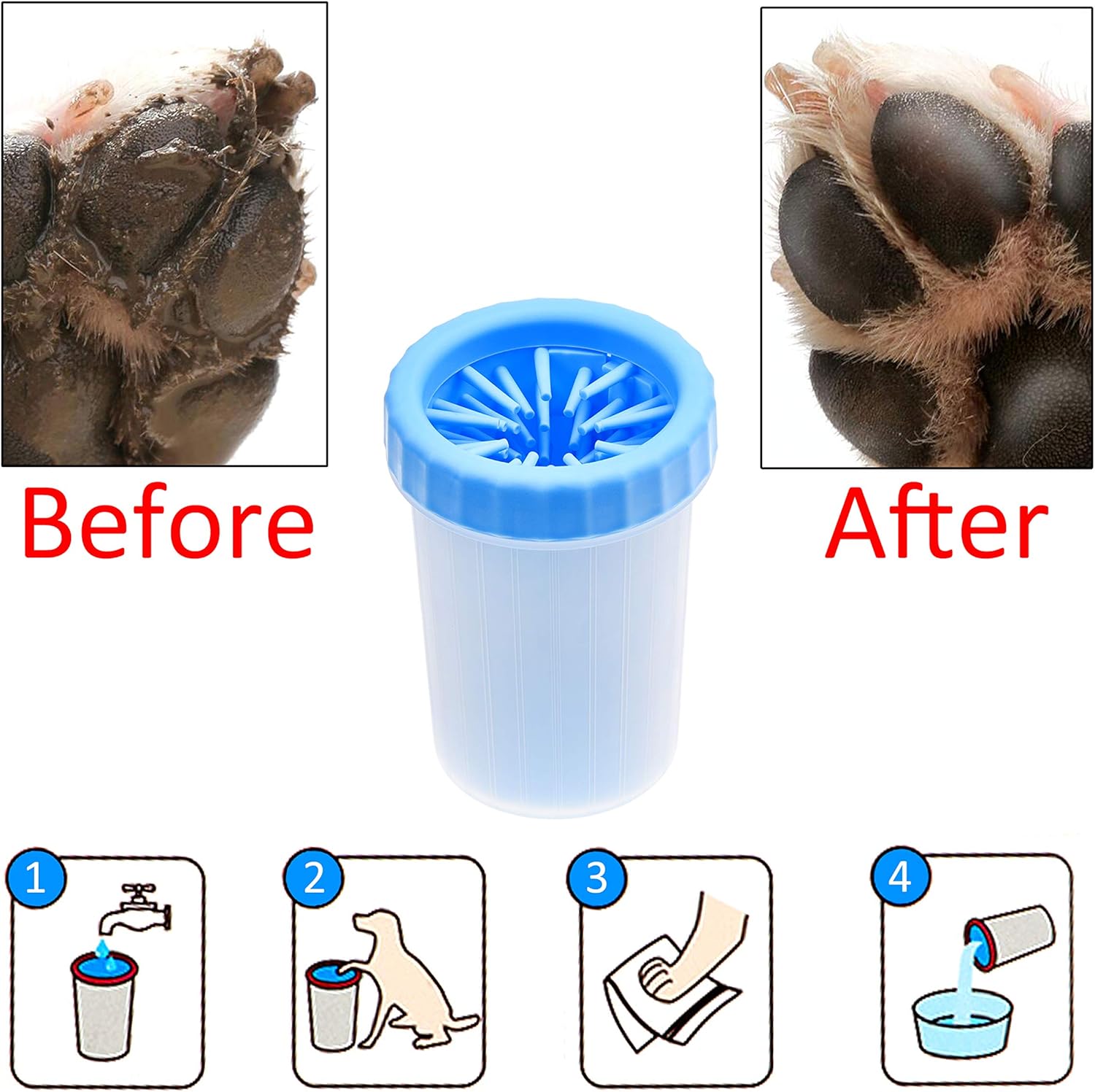 Kare & Kind Dog Paw Cleaner, Portable Washer Pet Cleaning Brush for Bathing and Grooming, Removes, Dirt, Mud, Debris - Image 5